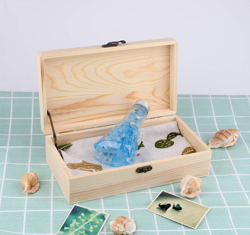 dedoot Unfinished Wooden Keepsake Box with Hinged Lid - 9.7x5.5x2.7 Inch Rectangle, Clasp, Storage, DIY Crafts, Home Decor, Jewelry - Image 5